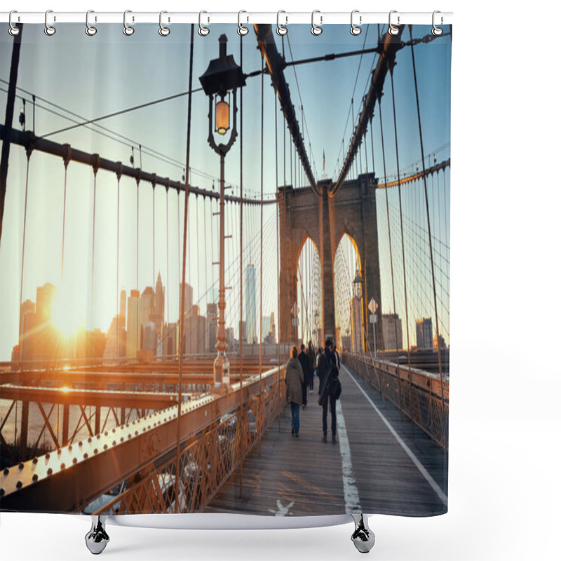 Personality  Walk On Brooklyn Bridge Shower Curtains