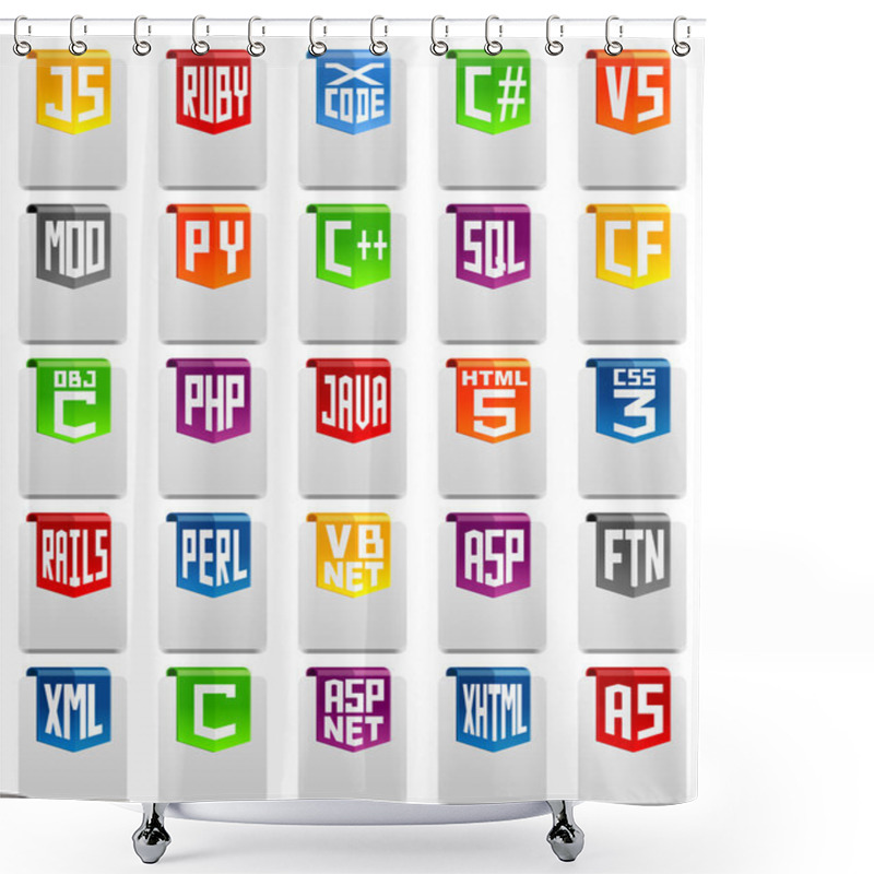 Personality  Programming Language Icons Shower Curtains