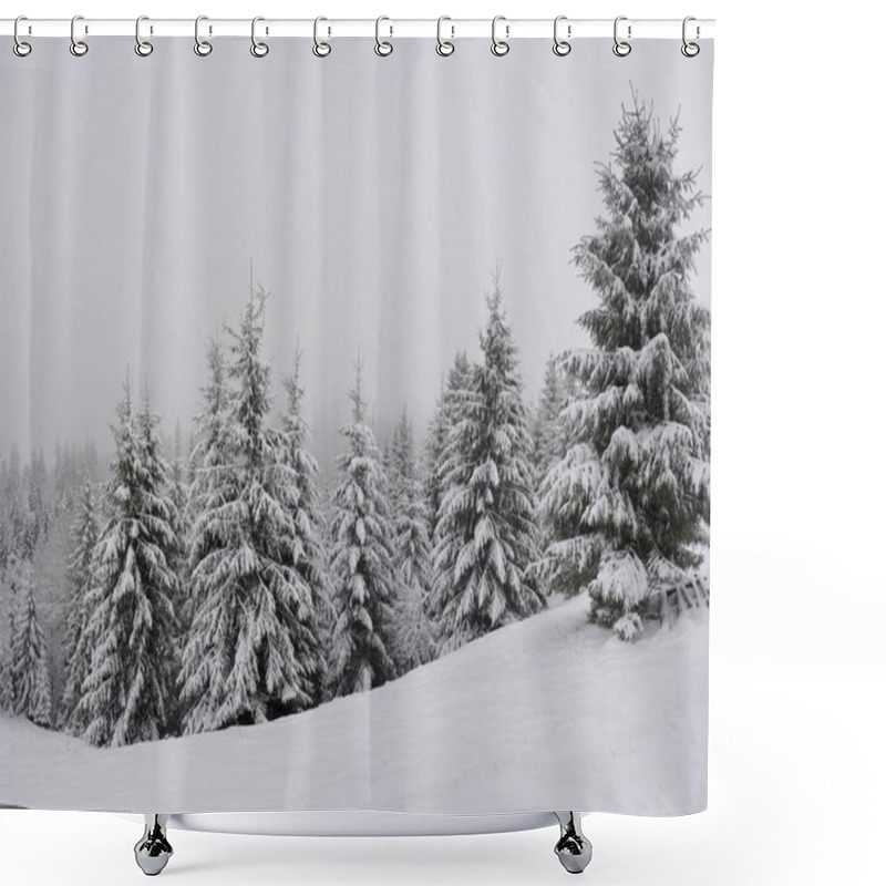 Personality  A Beautiful Spruce Forest Covered With Snow In The Winter Shower Curtains