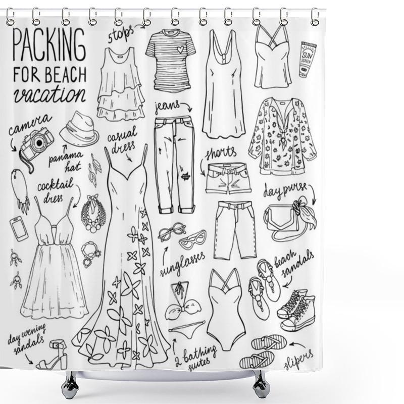 Personality  Summer Beach Vacation Clothing Set Shower Curtains