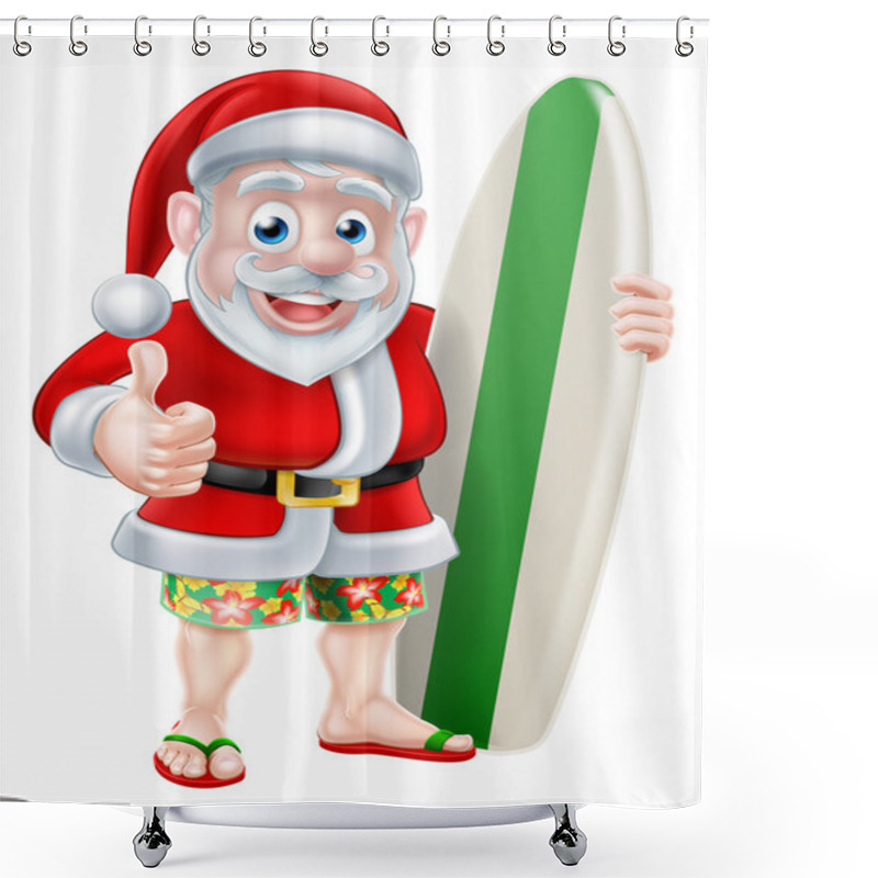 Personality  Surfing Santa Cartoon Shower Curtains