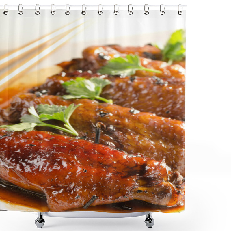 Personality  Chicken Wings In Chinese Sauce With Puer Tea And Herbs Shower Curtains