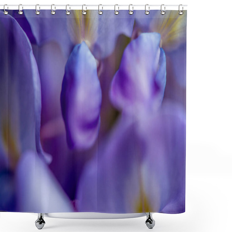 Personality  Close-up Photo Of Wisteria Sinensis Flowers, Capturing The Intricate Details And Vibrant Purple Blossoms In A Stunning Botanical Display. Shower Curtains