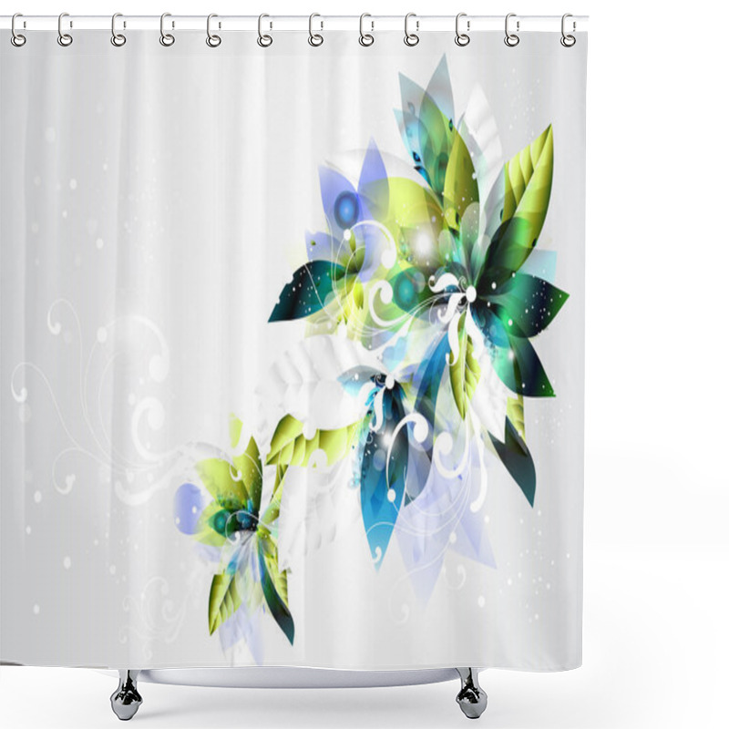 Personality  Abstract Background With Green And Blue Shower Curtains