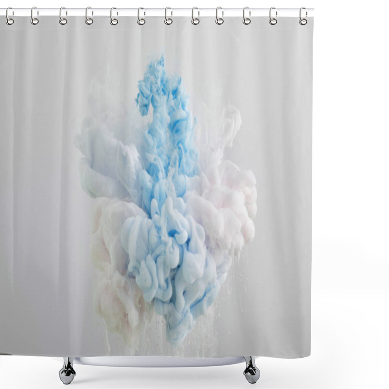 Personality  Close Up View Of Light Blue And White Paint Splash Isolated On Grey  Shower Curtains