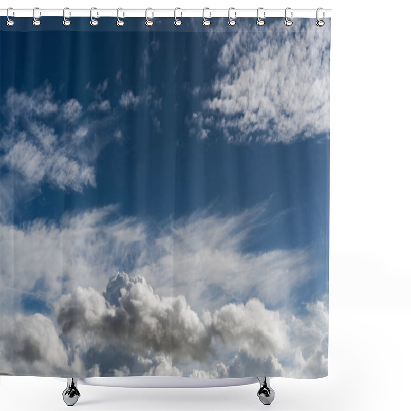 Personality  A Beautiful Blue Sky With White Clouds In The Day. This Photo Is Perfect For Backgrounds, Wallpapers, Or Nature Themes. The Sky Is Clear And Bright, And The Clouds Are Fluffy And Soft Shower Curtains