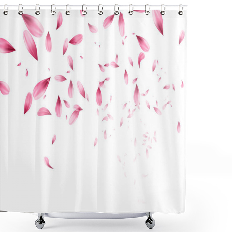 Personality  Pink Sakura Falling Petals Background. Vector Illustration Shower Curtains