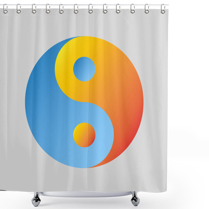 Personality  Yin Yang  Fire And Water On A Gray Background, Stylish Illustration Shower Curtains