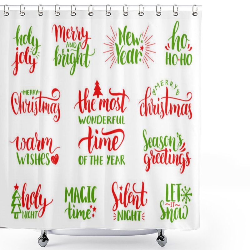 Personality  Christmas Calligraphic Letterings Set Shower Curtains