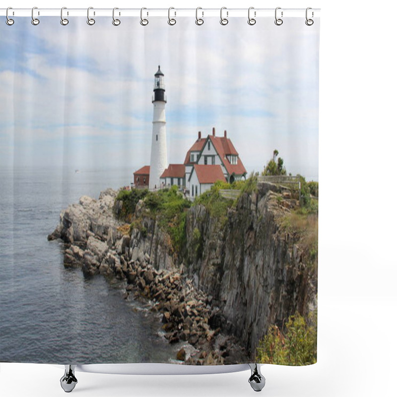 Personality  Portland Head Light, Historic Lighthouse At The Entrance Of Portland Harbor, Completed In 1791, The Oldest Lighthouse In Maine, Cape Elizabeth, ME, USA - July 25, 2020 Shower Curtains