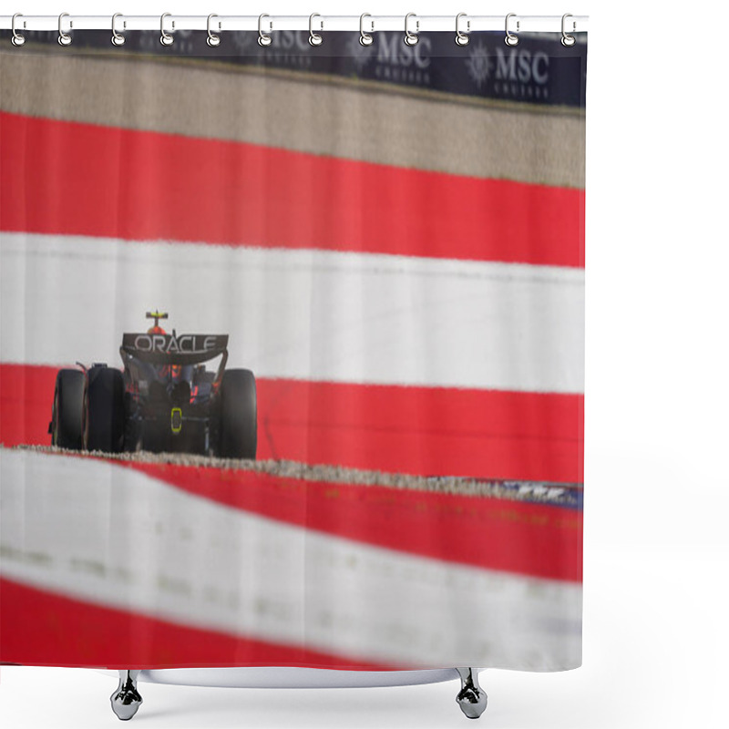 Personality   Sergio Perez (MEX) - Oracle Red Bull Racing - Red Bull RB20 - Honda RBPT During Sprint Qualify Session Of  Formula 1 Qatar Airways Austrian Grand Prix 2024, RedBull Ring, Spielberg, Austria 28th June 2024 Shower Curtains