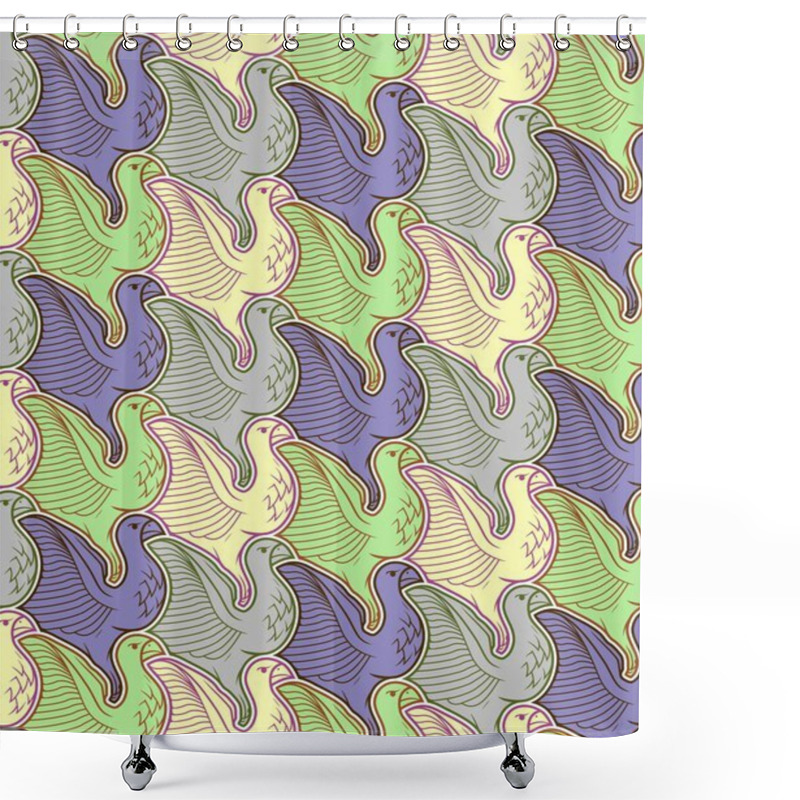 Personality  Seamless Bird Pattern Shower Curtains