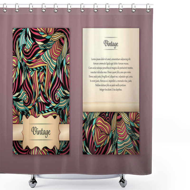 Personality  Card With Tribal Abstract Pattern Shower Curtains