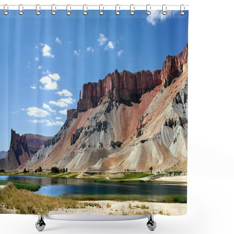 Personality  Band-e Amir Lakes Near Bamyan (Bamiyan) In Central Afghanistan. Band E Amir Was The First National Park In Afghanistan. View Of The Red Hindu Kush Mountains Near Band E Amir Lakes In Afghanistan. Shower Curtains