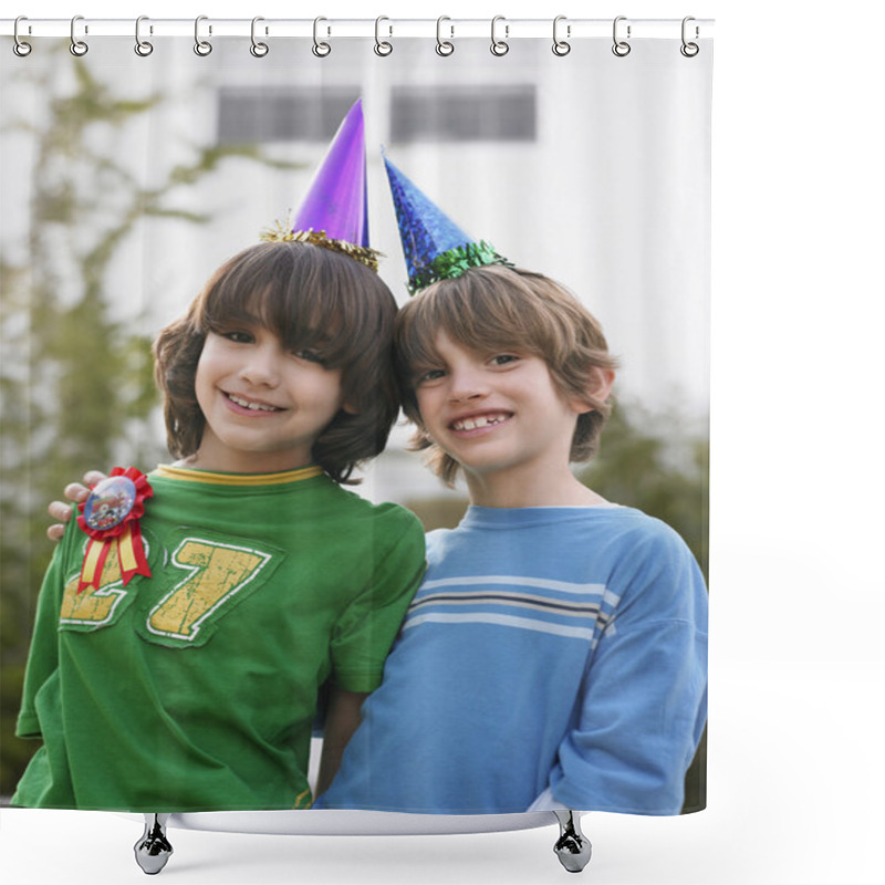 Personality  Boys In Party Hats Posing Shower Curtains