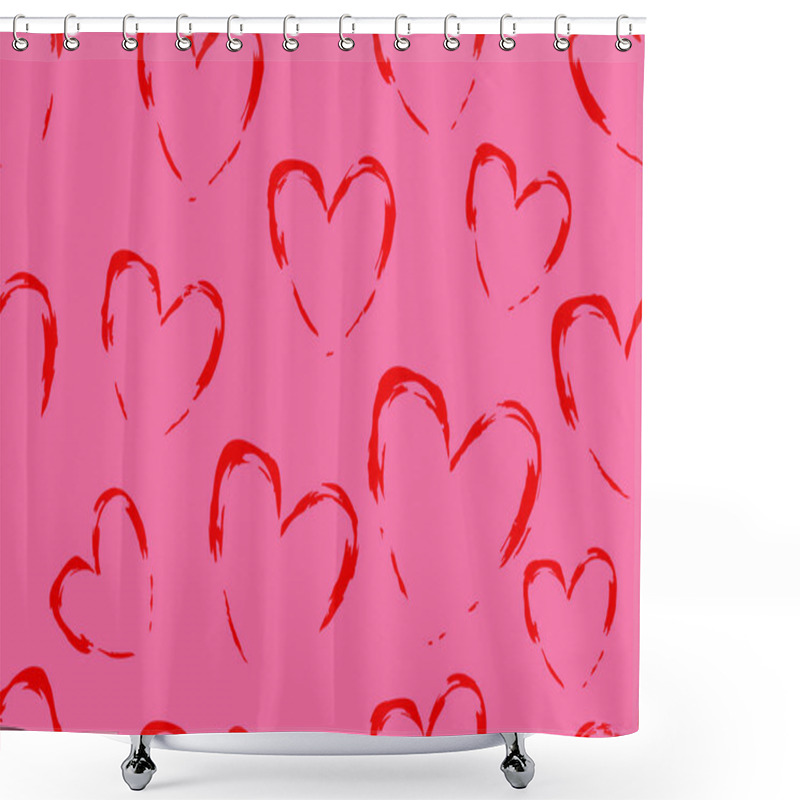 Personality  Bright Pink Heart Shapes Fill The Background, Evoking A Fun And Joyful Atmosphere. Shower Curtains