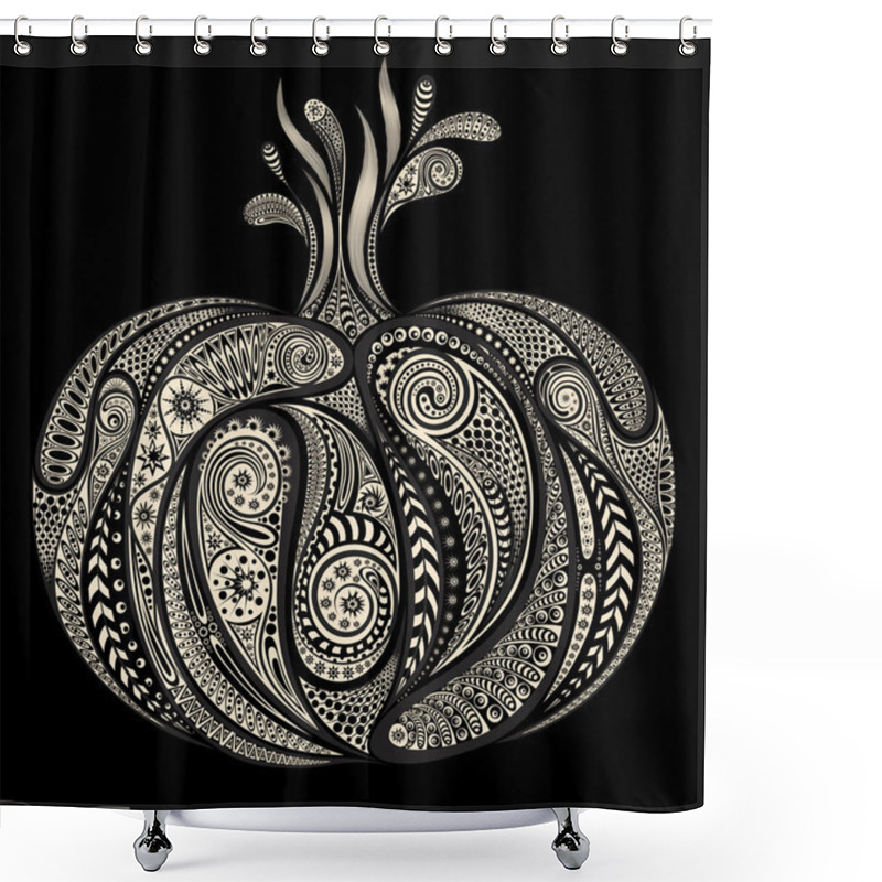 Personality  Abstract Vector Pumpkin Patterns On Black Background For Halloween Shower Curtains