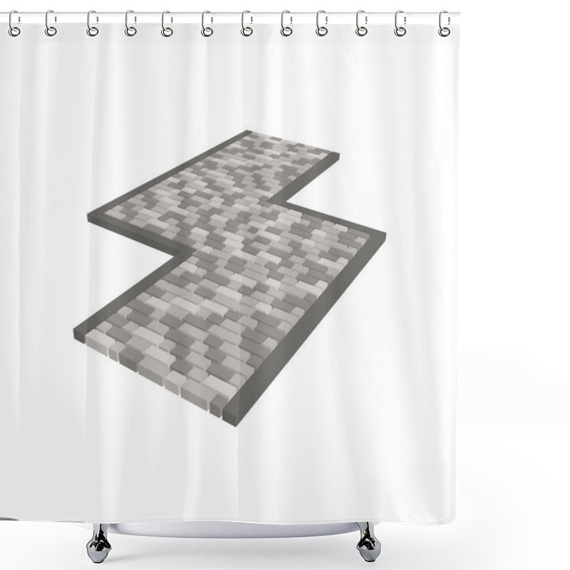 Personality  Layout Example Of Paving Slabs Isolated On White Background.Vector Isometric And 3D View. Shower Curtains