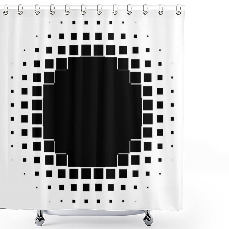 Personality  Circular Halftone, Screentone Element Made Of Squares. Squares Geometric Element Shower Curtains