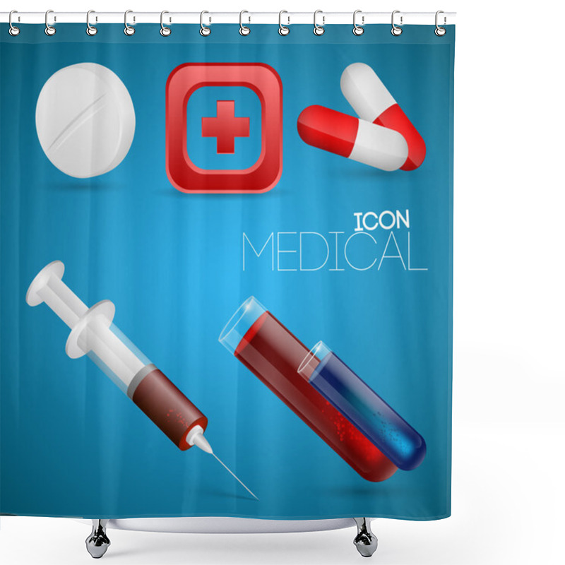 Personality  Vector Set Of Medical Icons. Shower Curtains