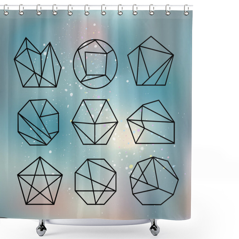 Personality  Geometric Shapes In Retro Style Shower Curtains