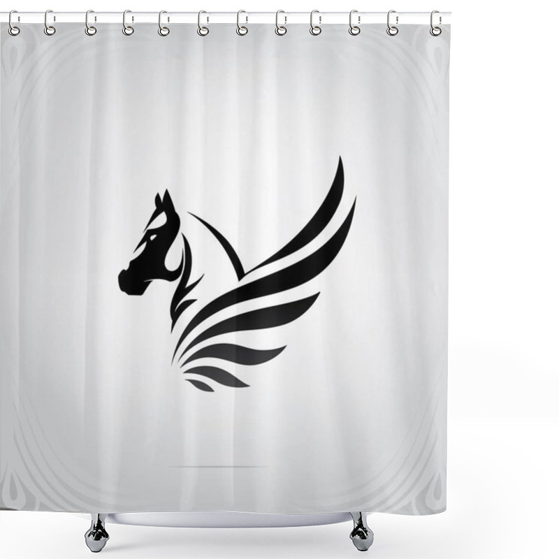 Personality  Vector Silhouette Of Pegasus Shower Curtains