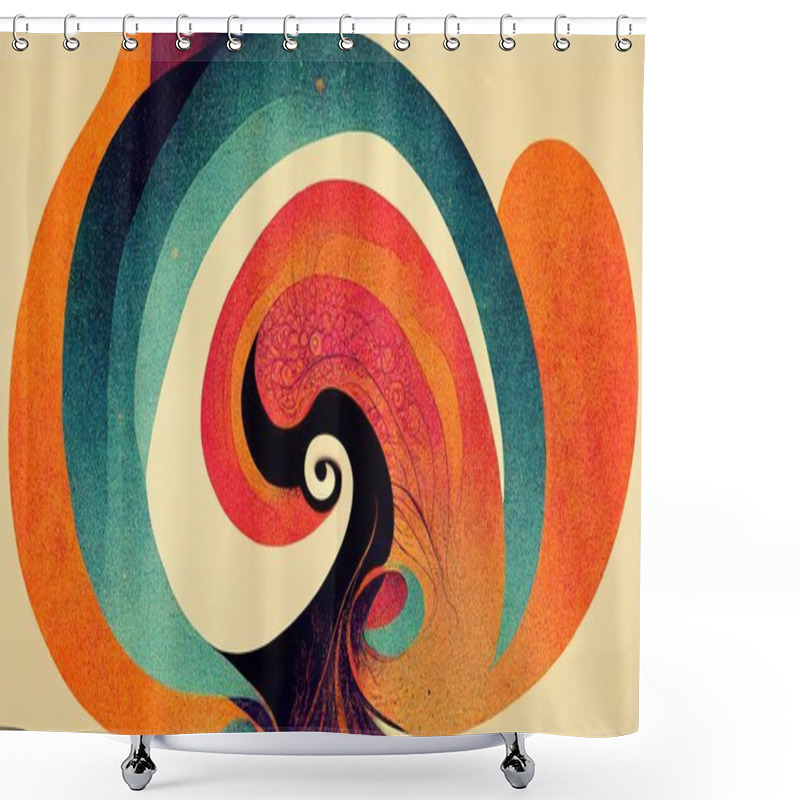 Personality  Groovy Psychedelic Abstract Wavy Decorative Funky Background. Hippie Trendy Design. Backdrop For Trippy Surreal Designs. Digital Art. Shower Curtains