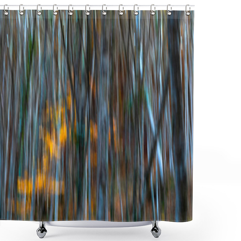 Personality  Trees. Abstract Forest Landscape. Trees Photographed With Pan Technique. Natural Background. Shower Curtains