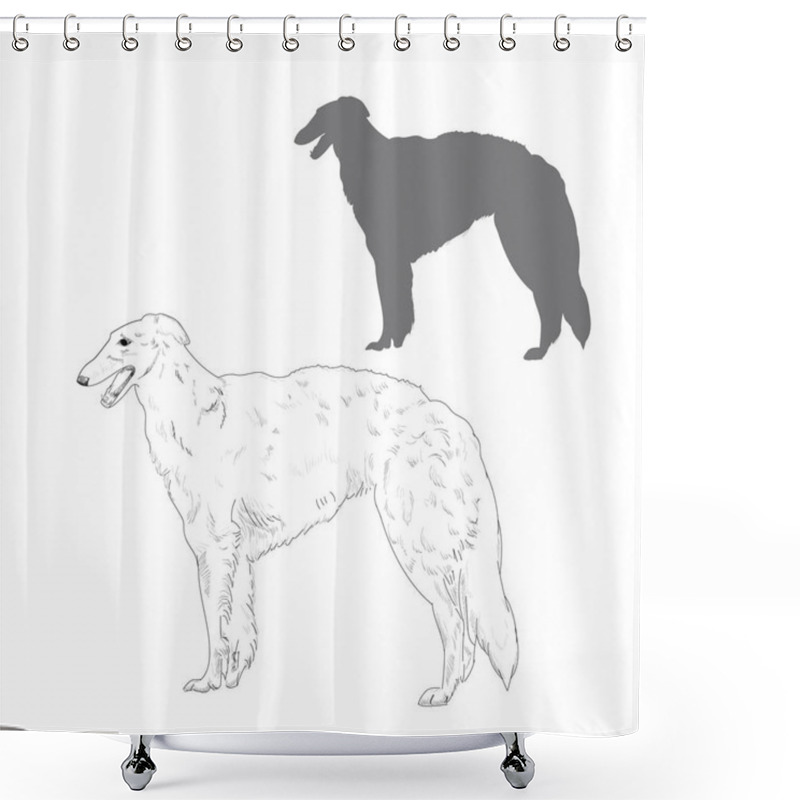 Personality  Russian Wolfhound Illustration.  Shower Curtains