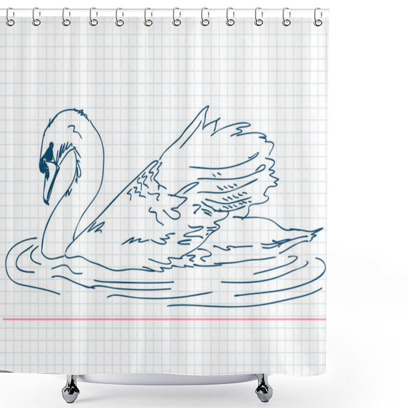 Personality  Hand Drawn Swan Vector Shower Curtains