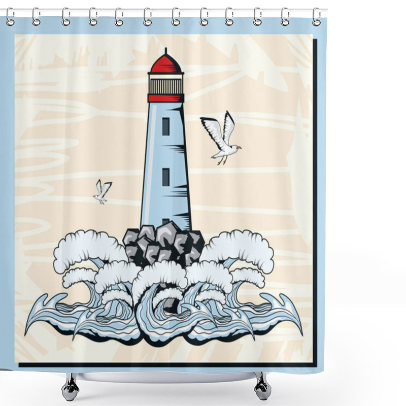 Personality  Lighthouse Seagulls And The Sea Shower Curtains