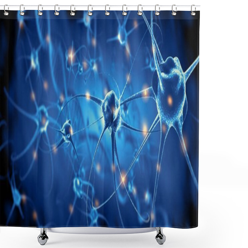 Personality  Active Nerve Cells; 3d Illustration Shower Curtains