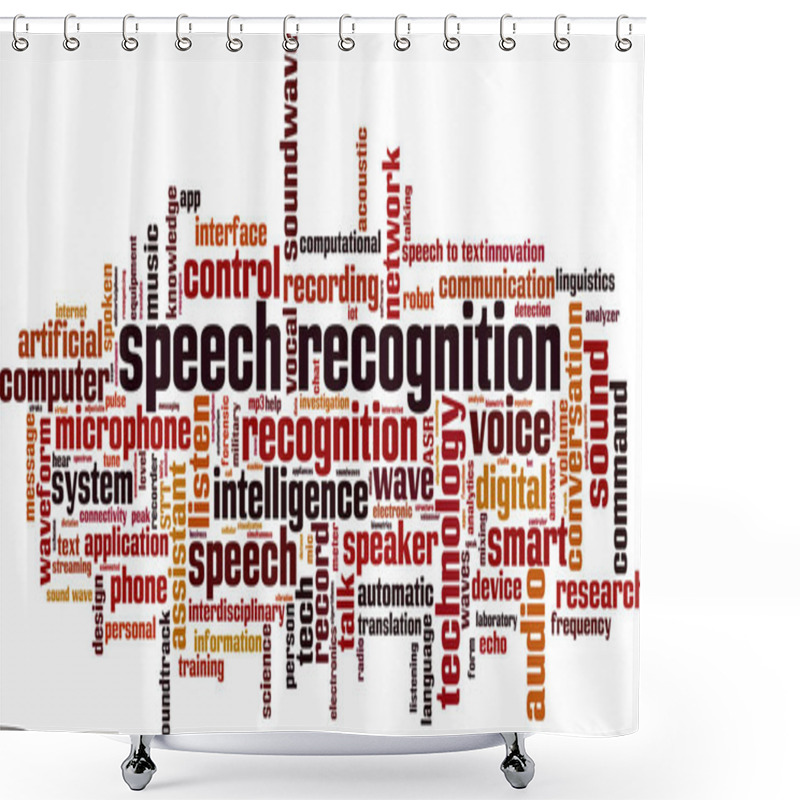 Personality  Speech Recognition Word Cloud Concept. Collage Made Of Words About Speech Recognition. Vector Illustration Shower Curtains