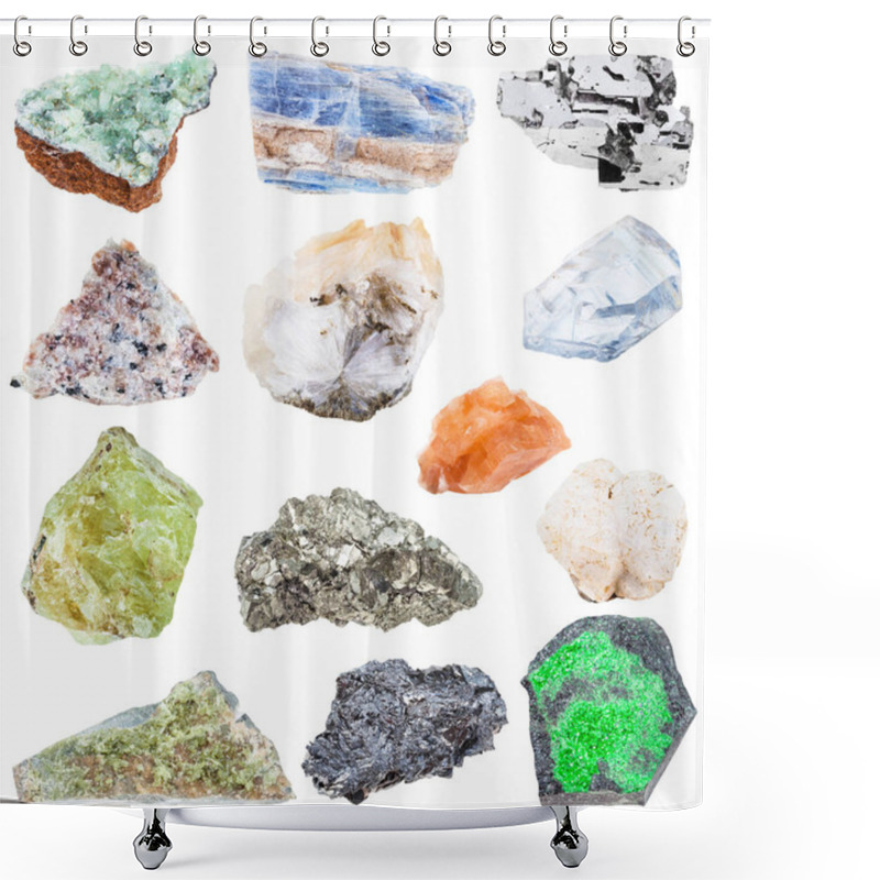 Personality  Collection Of Various Raw Mineral Crystals Shower Curtains