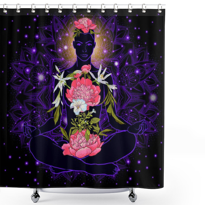 Personality  Beautiful Woman Doing Yoga Meditation Shower Curtains