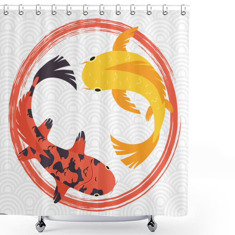 Personality  Orange And Yellow Koi Fishes Shower Curtains