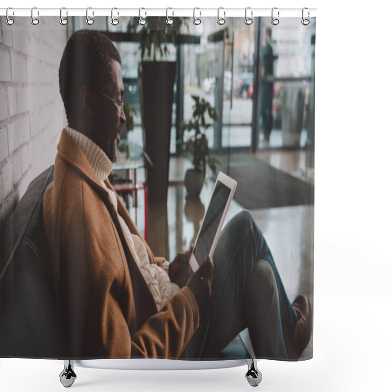 Personality  Man With Tablet Shower Curtains