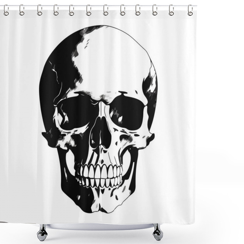 Personality  Human Skull Silhouette. Isolated Image Of Black Skull. Vector Illustration Shower Curtains