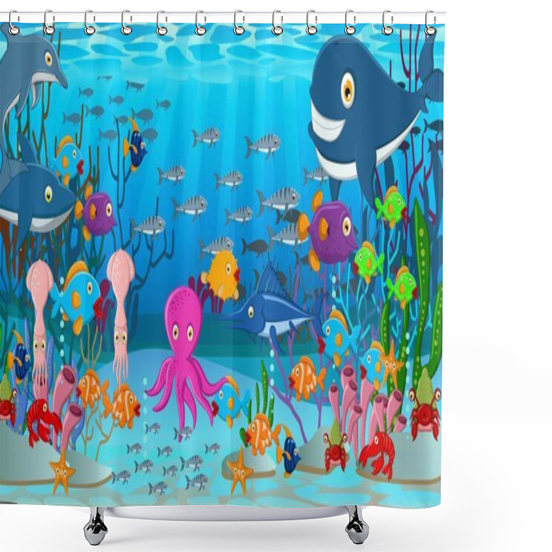 Personality  Sea Life Cartoon Background Shower Curtains