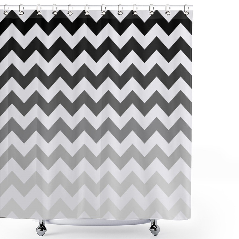 Personality  Abstract Black White Gradient Geometric Zigzag Texture. Vector Illustration. Shower Curtains