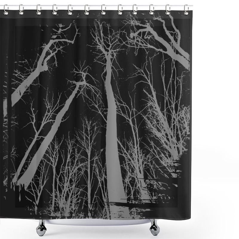 Personality  Spooky Grunge Forest Illustration For Halloween Shower Curtains