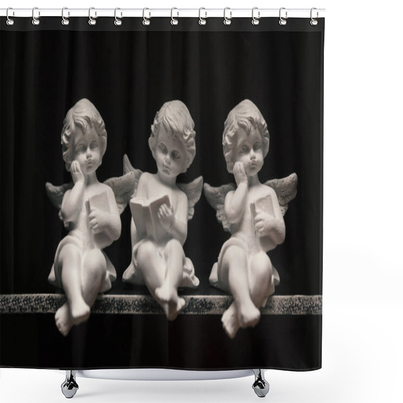 Personality  Three Little Angel With A Book Shower Curtains