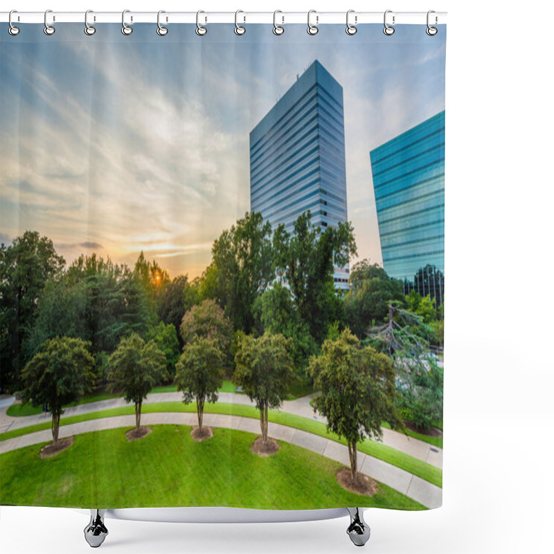 Personality  Trees And Modern Buildings In Columbia, South Carolina. Shower Curtains