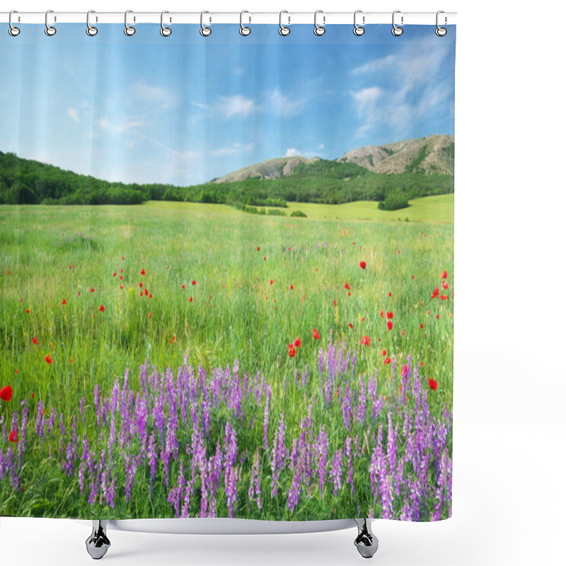 Personality  Green Meadow In Mountain.  Shower Curtains