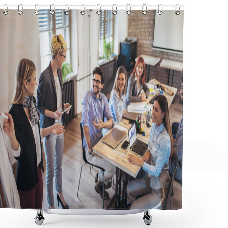 Personality  Business Colleagues In Conference Meeting Room During Presentation Shower Curtains