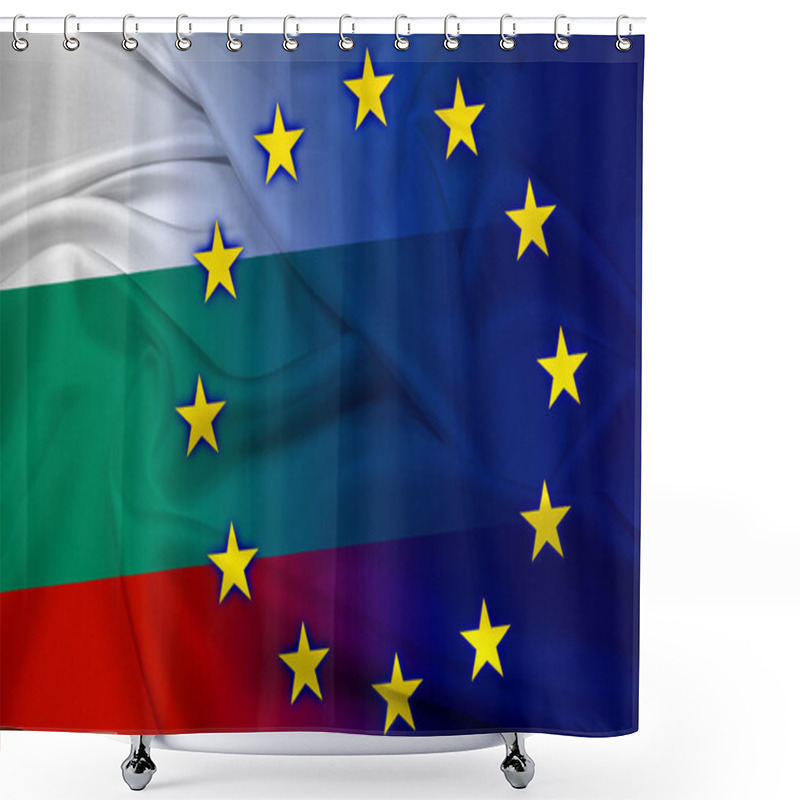 Personality  Waving Bulgaria And European Union Flag Shower Curtains