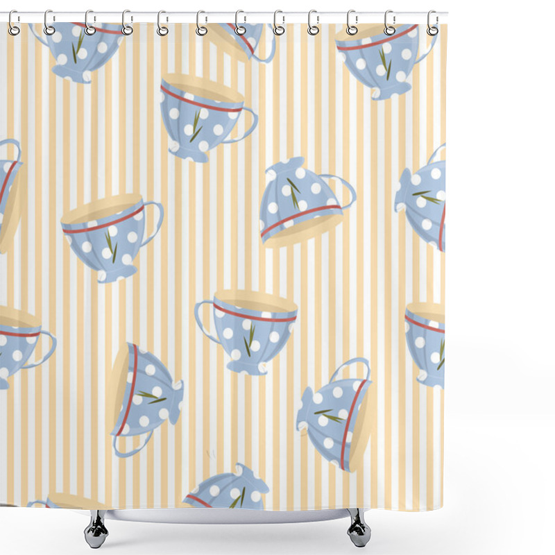 Personality  Tea Cups Seamless Pattern Shower Curtains