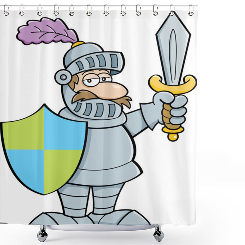 Personality  Cartoon Knight With A Sword And Shield Shower Curtains