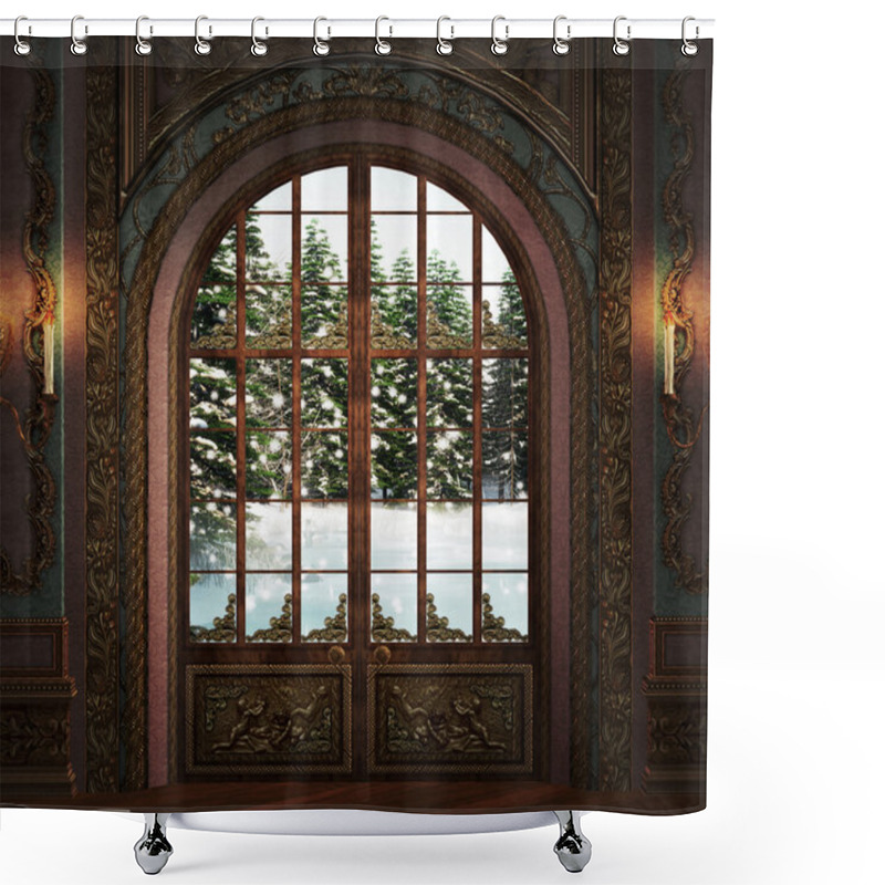 Personality  Castle Window Shower Curtains