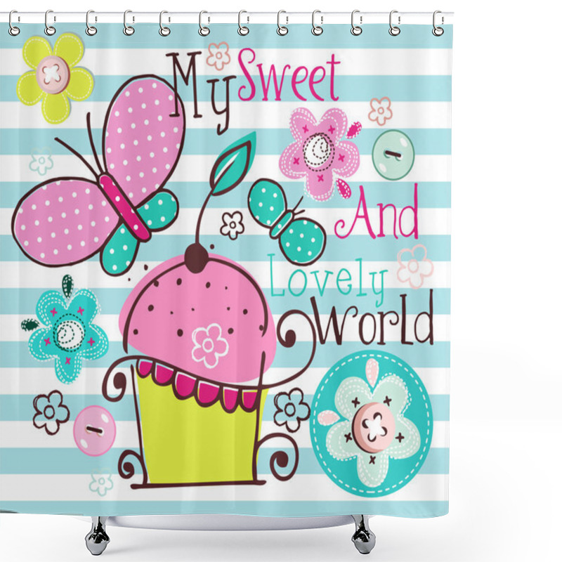 Personality  Charming Pattern With Cupcake Shower Curtains